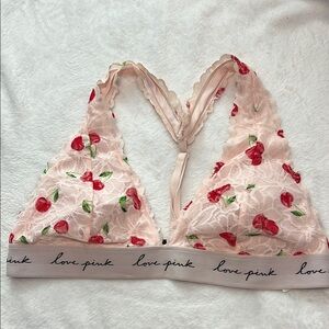 PINK Victoria's Secret Pink and Red Lace Bralette